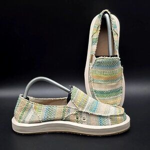 Sanuk Donna Artesano Soft Top Blue Green Slip-on Shoes 1128474 Women's Size 8